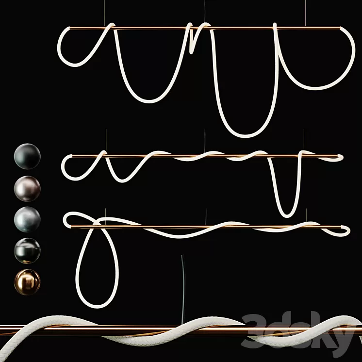 3Luke Lamp Pendant light _Tracer Bar 2(8 ft) | 3lights || 5mat | 3D Model