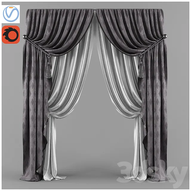 4 curtains lilac 3D Model