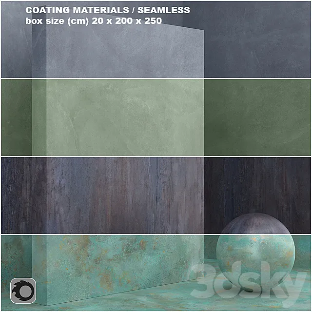 4 materials (seamless) - coating metal plaster - set 31 3D Model