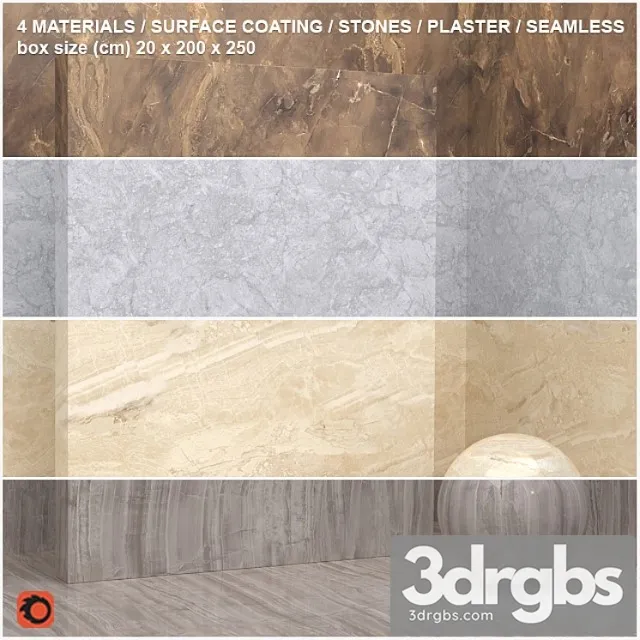 4 materials (seamless) – stone plaster – set 10 3D Model Download