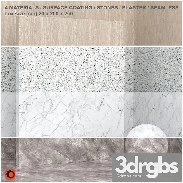 4 materials (seamless) – stone plaster – set 11 3D Model Download