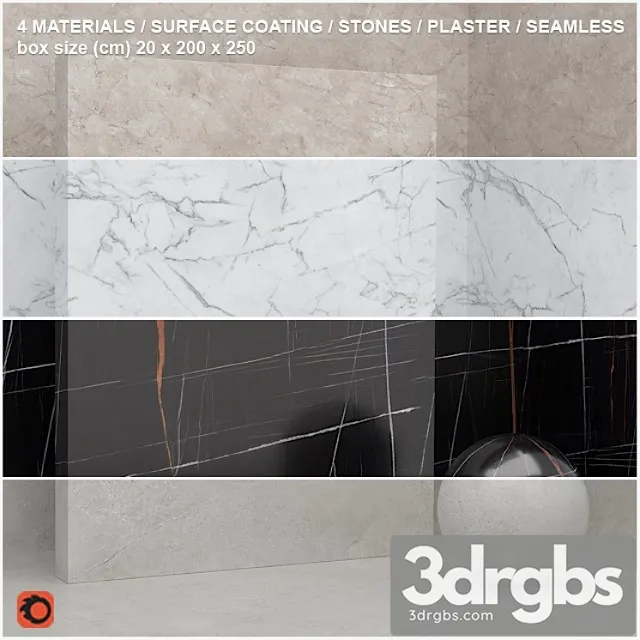 4 materials (seamless) - stone plaster - set 12 3D Model Free