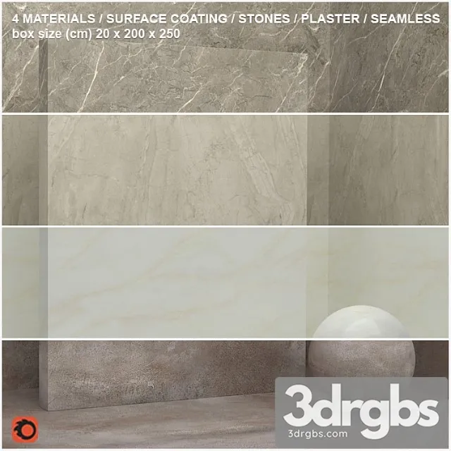 4 materials (seamless) - stone plaster - set 13 3D Model Free