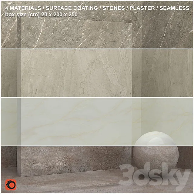 4 materials (seamless) – stone plaster – set 13 3D Model