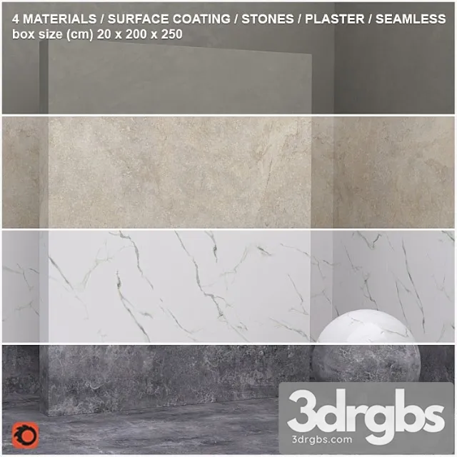 4 materials (seamless) – stone plaster – set 14 3D Model Download
