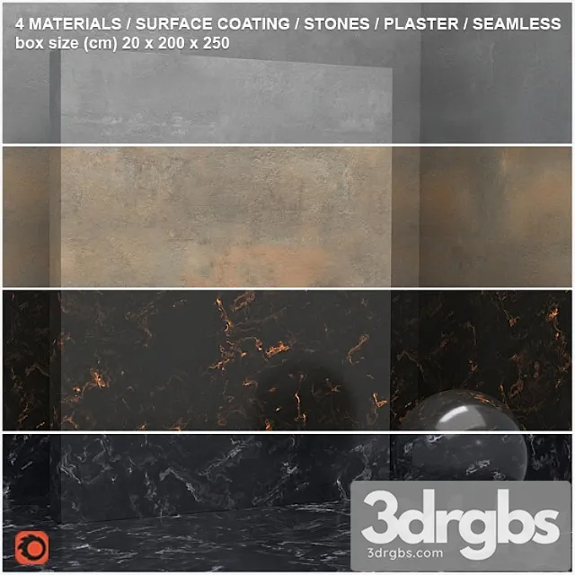 4 materials (seamless) - stone plaster - set 15 3D Model Free