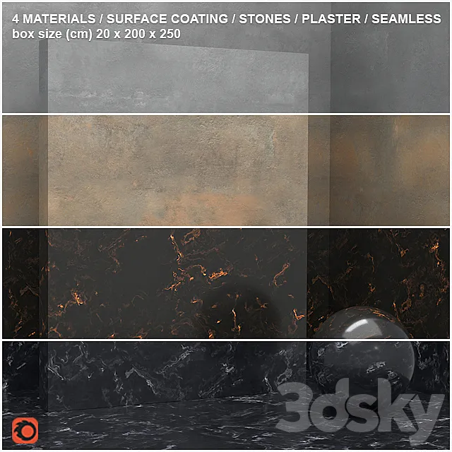 4 materials (seamless) - stone plaster - set 15 3D Model