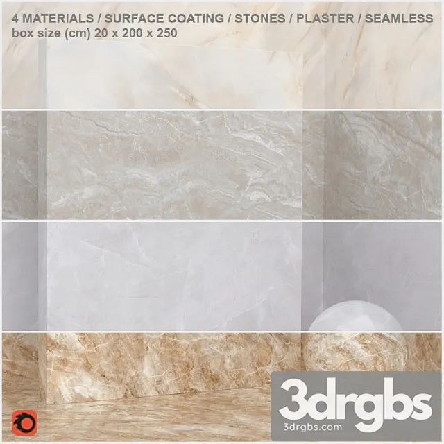4 materials (seamless) - stone plaster - set 6 3D Model Free