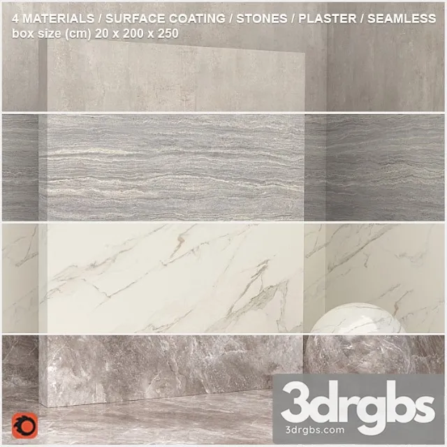 4 materials (seamless) - stone plaster - set 7 3D Model Free
