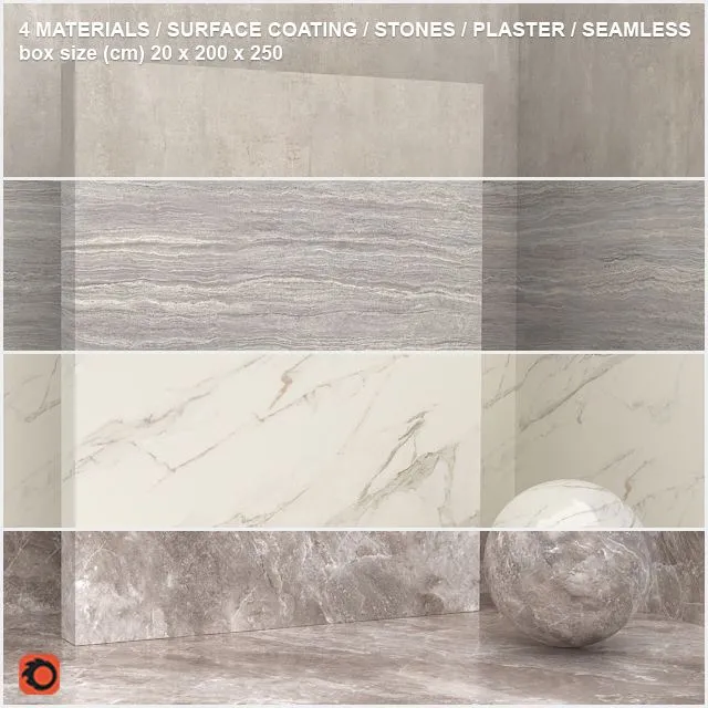 4 materials (seamless) - stone plaster - set 7 3D Model