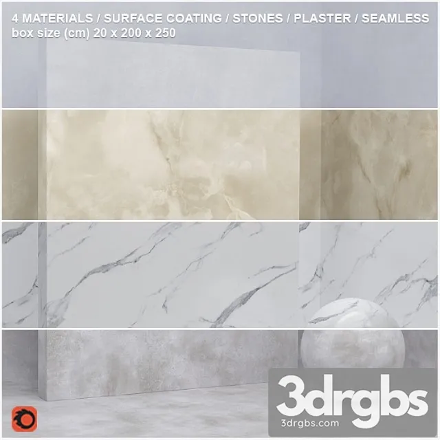 4 materials (seamless) - stone plaster - set 8 3D Model Free