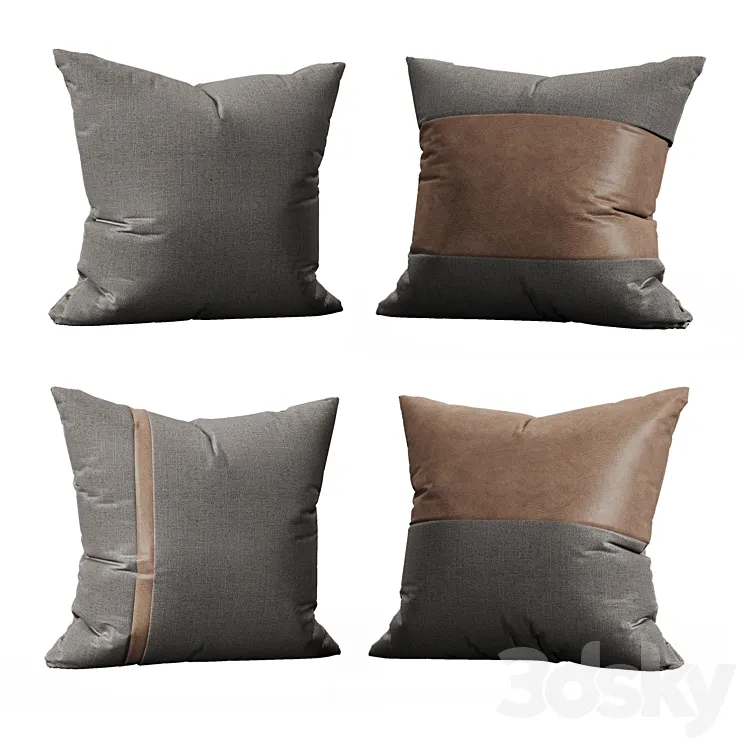 4 MODERN PILLOWS 3D Model Free