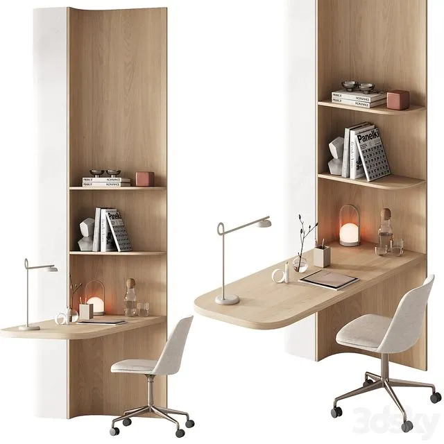 417 office furniture 21 workplace 06 minimal wood working space 01 3D Model