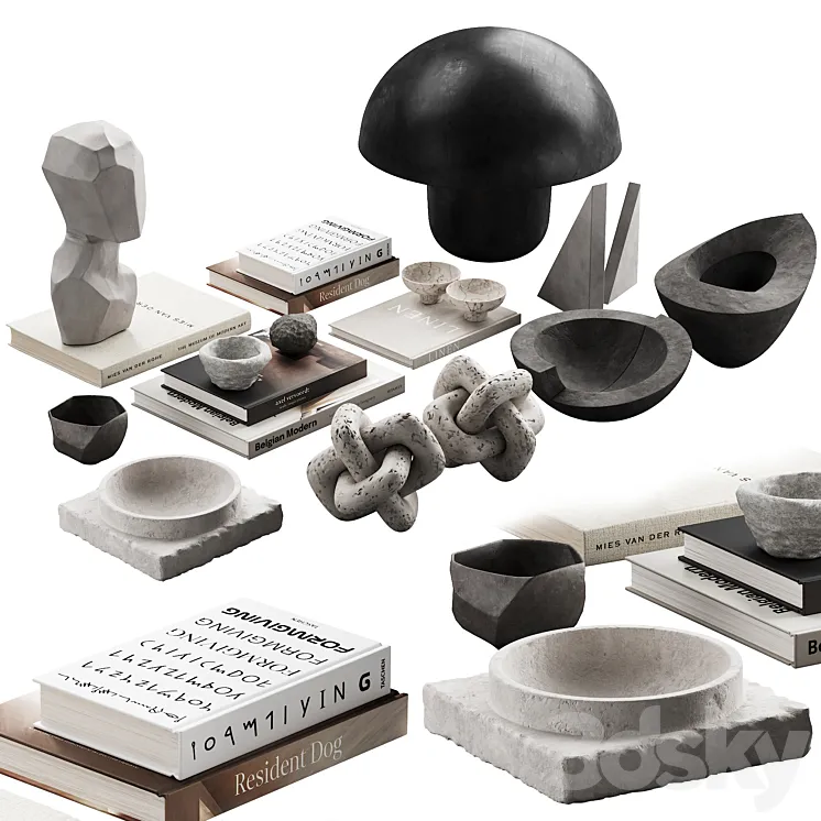 425 decorative set 042 neutral scandi accessories 01 3D Model Free