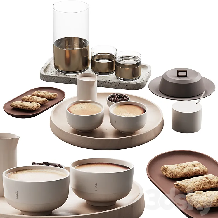 432 eat and drinks decor set 10 coffee & water carafe kit serving 01 3D Model Free
