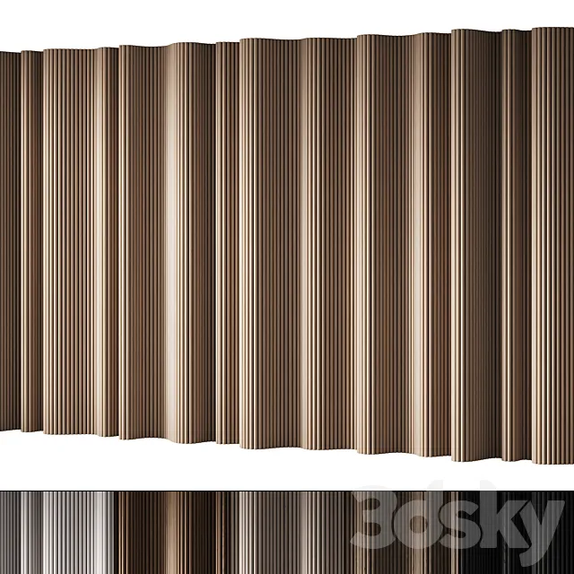 434 wall composition 15 wave fluted wood Reeded Panels 02 3D Model