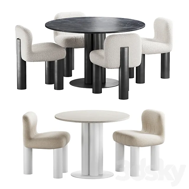 437 dinning set 05 Arflex Goya table with Arflex Botolo armchair 3D Model