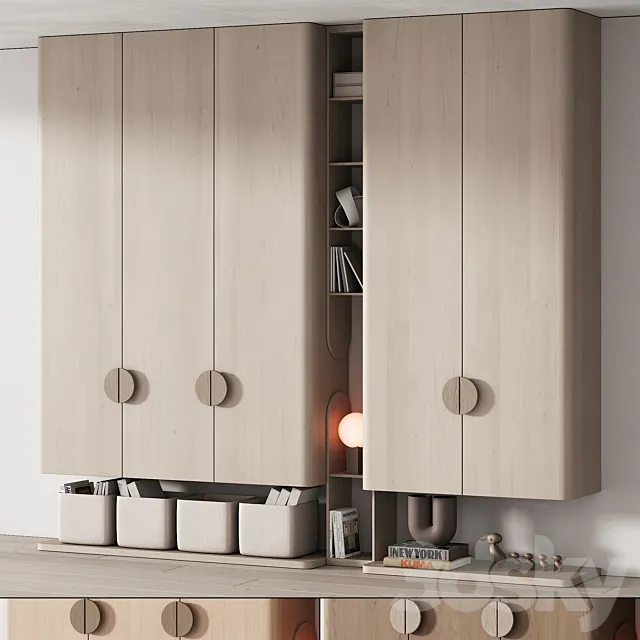 440 furniture for children 04 cupboard with toys and decor in 3 colors 3D Model