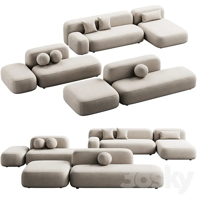 475 modular sofa ribbl by divan.ru 3 options part 1 3D Model