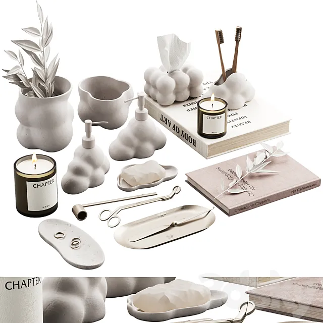 487 bathroom decorative set 03 cloud accessories 01 3D Model