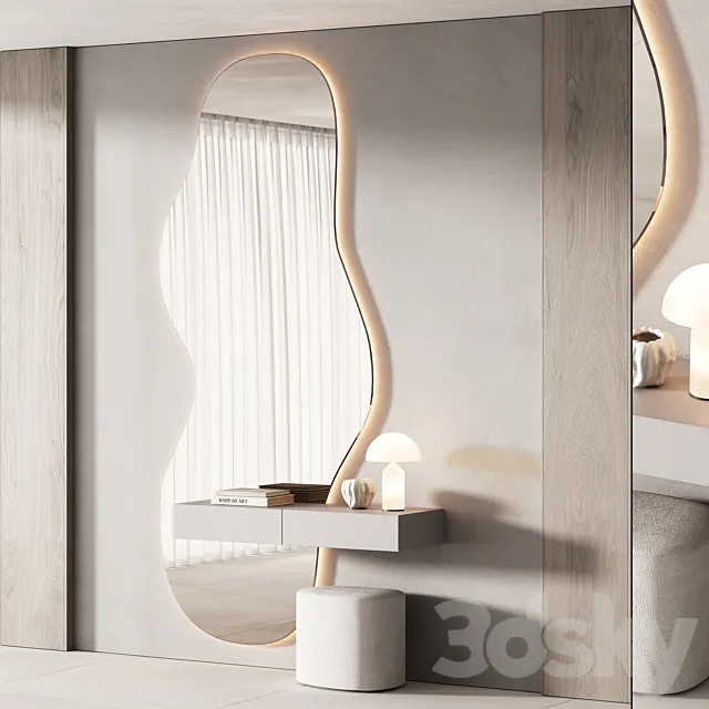 489 hallway zone 10 minimal curved shape mirror 01 3D Model