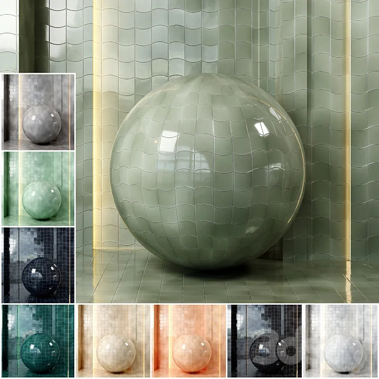 (4k) (9)color Equipe Wave ceramics vol 4-(New Pattern)-(Seamlesspbrtileable) 3D Model Free Download