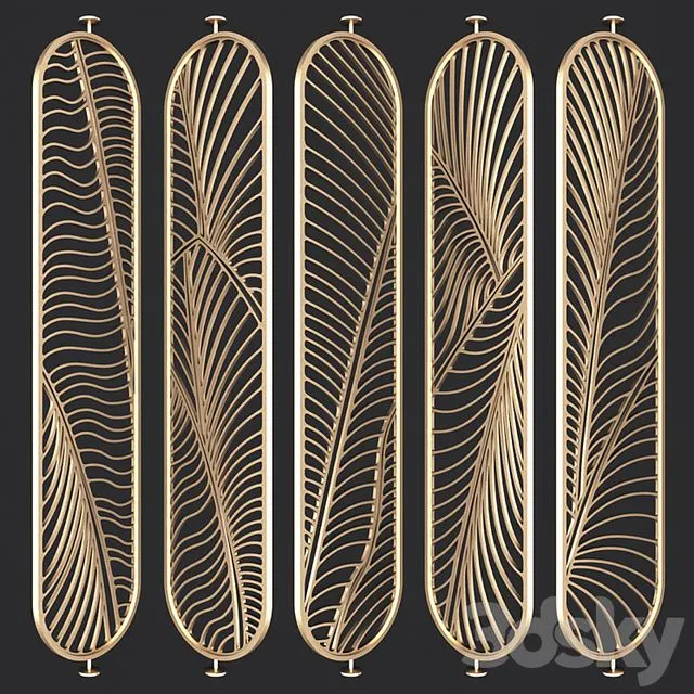 5 decorative partitions with a floral pattern 3D Model