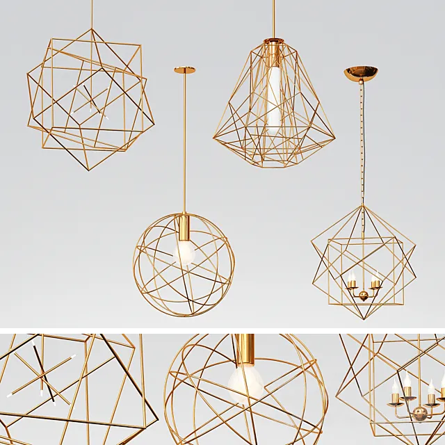 5 GEOMETRIC PENDANT LIGHTS 3D Model