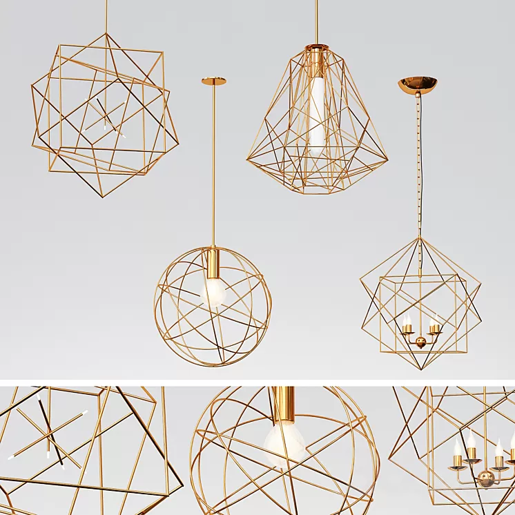 5 GEOMETRIC PENDANT LIGHTS 3D Model