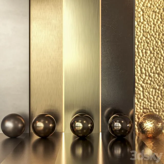 5 in 1 4k Brass Metal Pack Textures & Materials - Seamless - Vol 1 3D Model