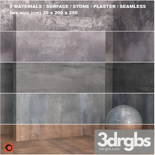 5 materials (seamless) - coating plaster - set 28 3D Model Free