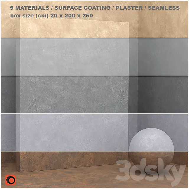 5 materials (seamless) - stone. plaster - set 19 3DModel