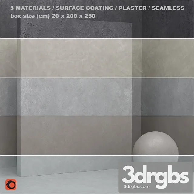 5 materials (seamless) - stone plaster - set 20 3D Model Free