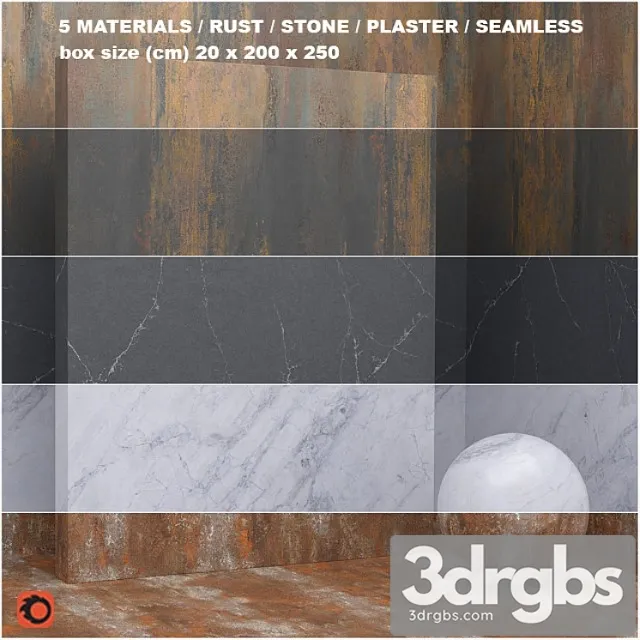5 materials (seamless) - stone plaster - set 26 3D Model Free
