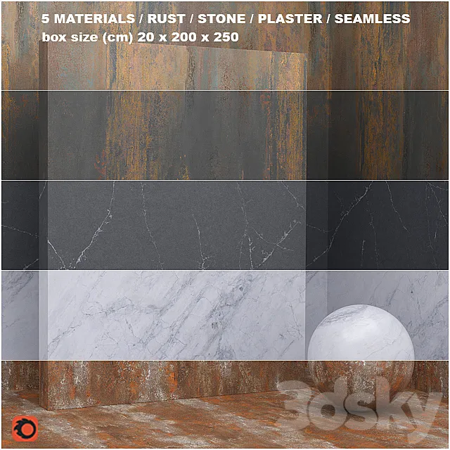 5 materials (seamless) - stone plaster - set 26 3D Model