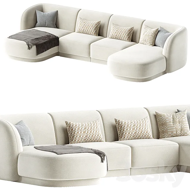 5-seater sofa Miley velvet 3D Model