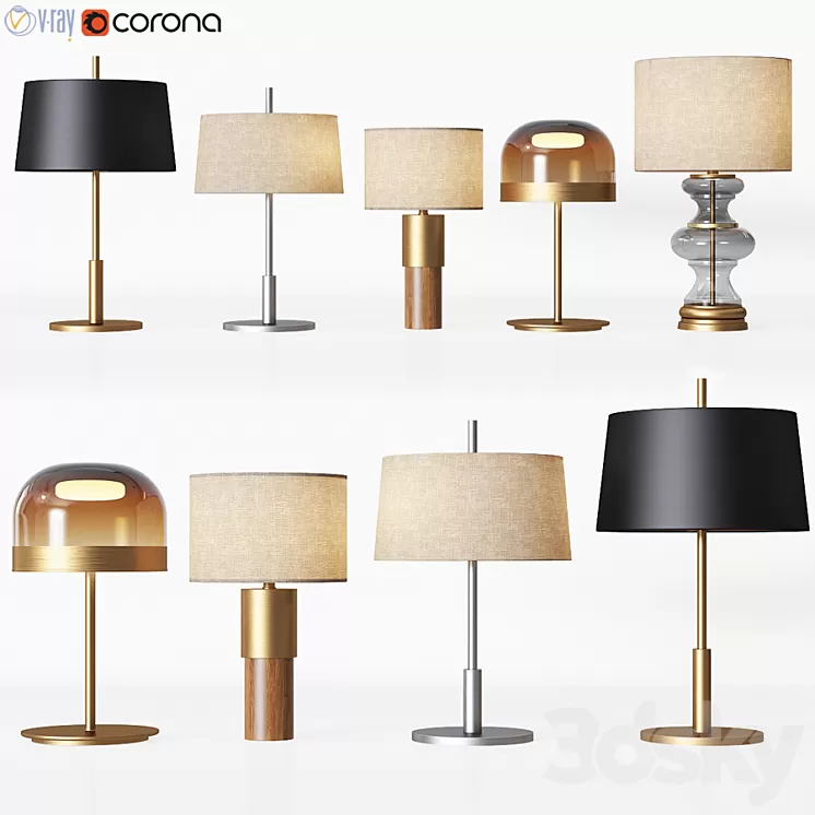 5 Table Lamps Set 1 3D Model