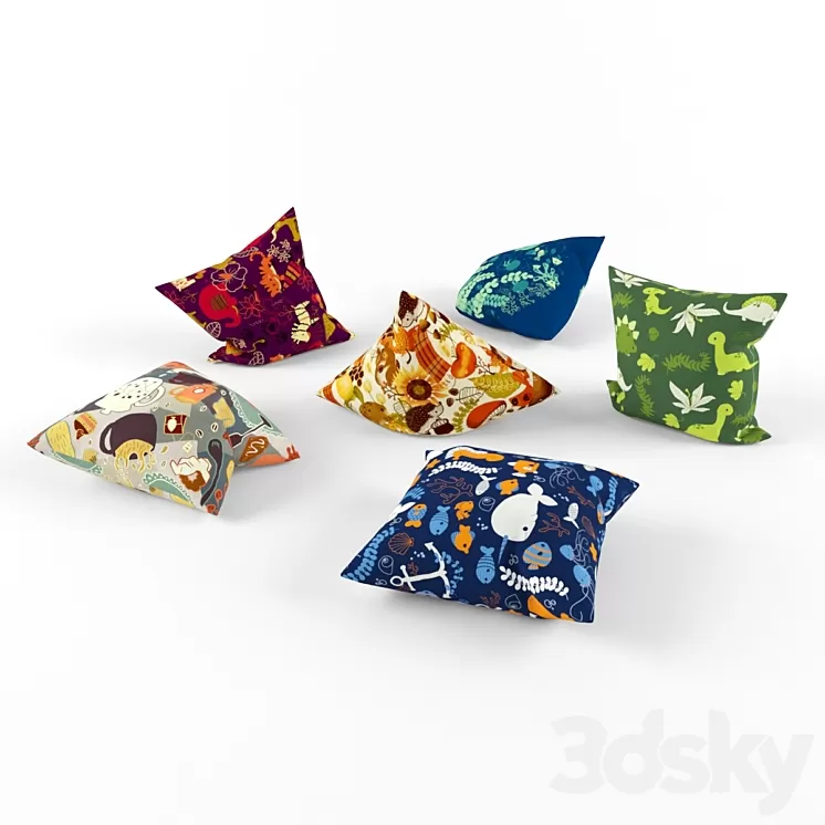6 bright pillows