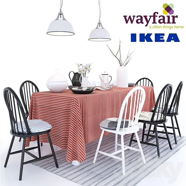 6 chairs Geraldine Westminster with pillows Ikea table Ingo Free Download