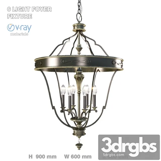 6 light pendant 3D Model Download