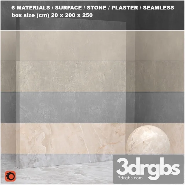 6 materials (seamless) - stone plaster - set 23 3D Model Free