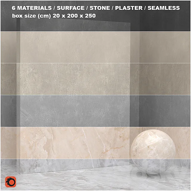 6 materials (seamless) - stone. plaster - set 23 3DModel