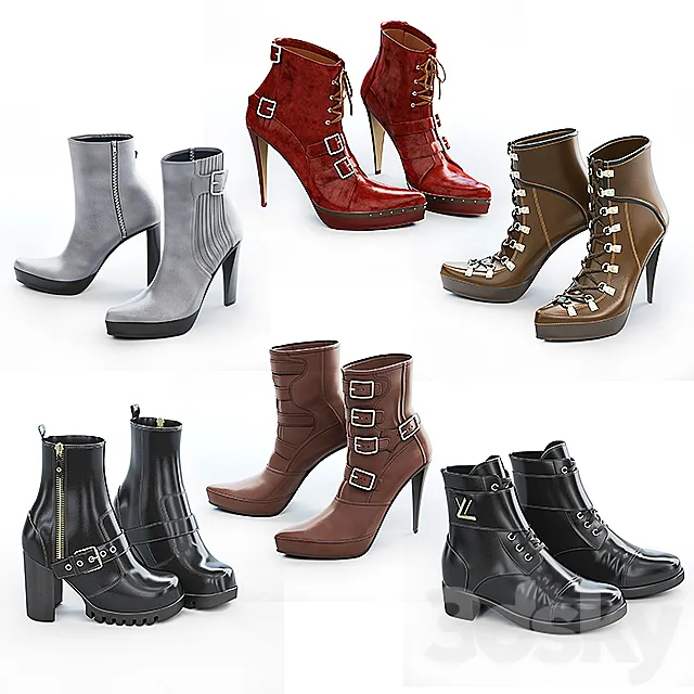 6 pairs of women's shoes - 2 3D Model