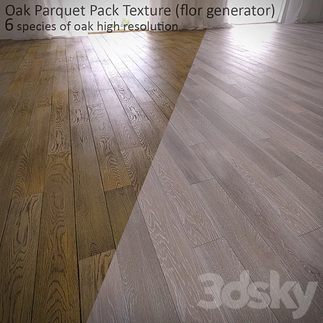 6 species of oak parquet (MultiTexture + FloorGenerator) 3DModel