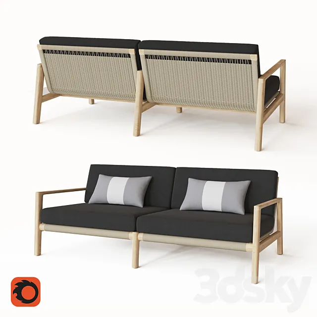 72 MESA TEAK SOFA 3D Model