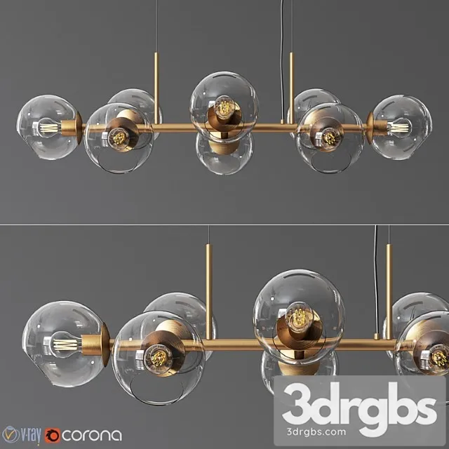 8 Light Staggered Glass Chandelier 3D Model Free