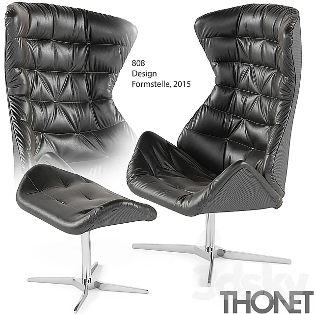 808 Thonet armchair & footstool 3D Model