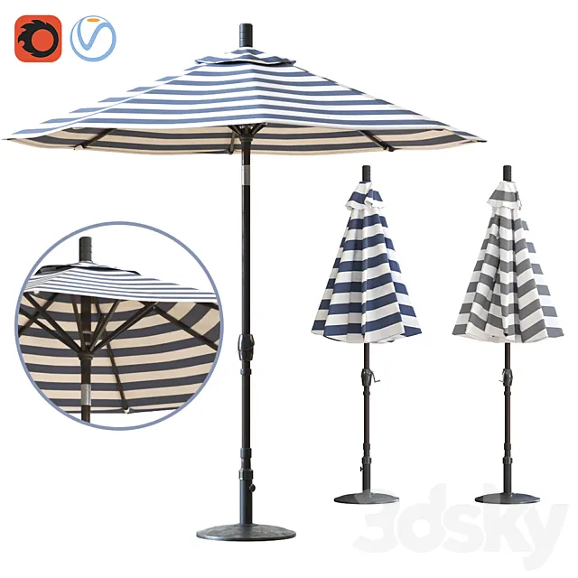 9' Market Sun Umbrella Allmodern 3D Model