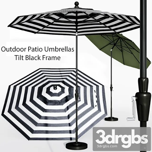 9 Sunbrella Black Cabana Stripe Outdoor Patio Umbrella With Black Tilt Frame Reviews Free Download