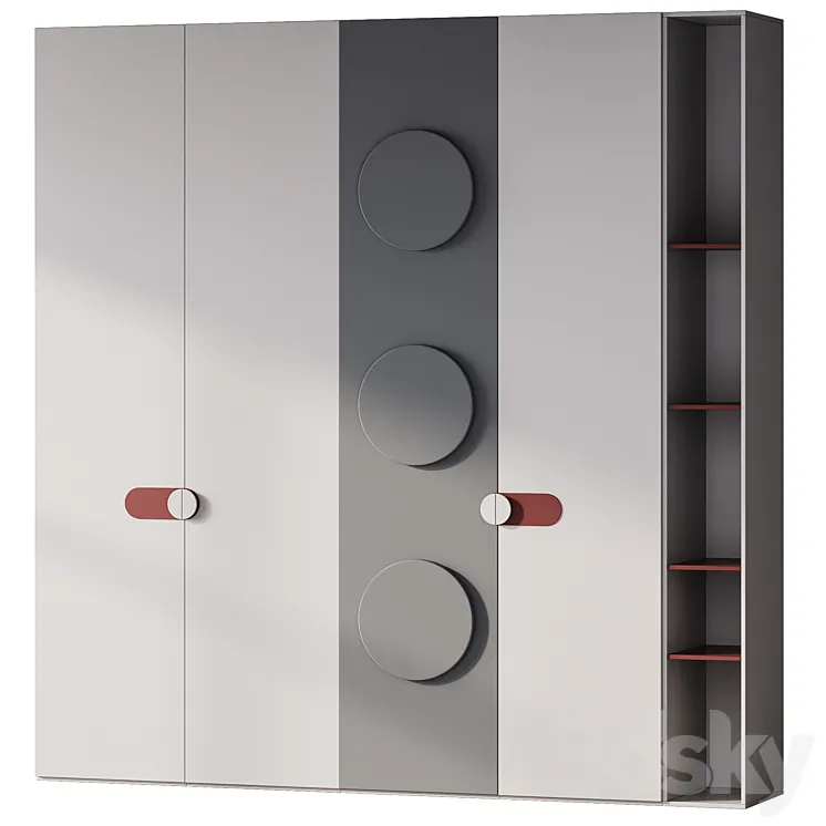 91 Wardrobe Composition with shelves 3D Model Free